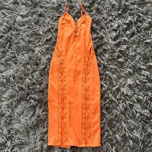 Fashion Nova Hudson Bestie Lace Up Midi Dress